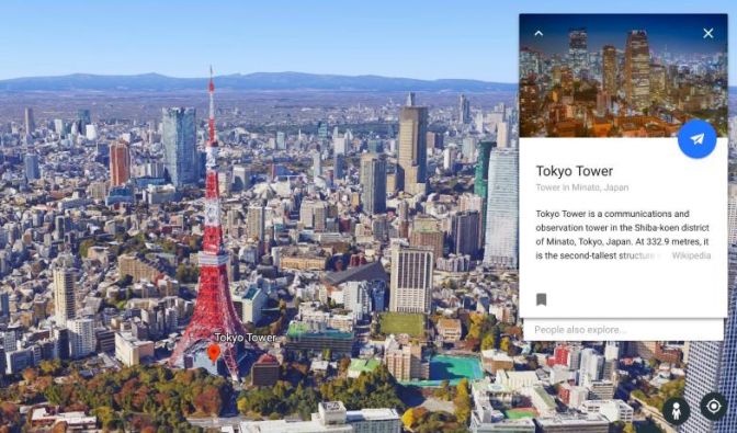 Infos zur Sehenswürdigkeit gewünscht? Im neuen Google Earth gibt es zu vielen Objekten, Städten und Landschaften nun Wissenskarten mit Informationen.