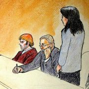Weil keine Kameras erlaubt waren, gibt es von der Anklageverlesung im Falle James Holmes nur Zeichnungen. Weil keine Kameras erlaubt waren, gibt es von der Anklageverlesung im Falle James Holmes nur Zeichnungen.