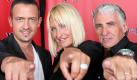 Die Jury der Casting-Show X-Factor, Till Brönner (l-r), Sarah Connor und Georg Glueck. Foto: dpa