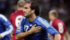 Greek player Theofanis Gekas celebrates after scoring against Latvia during their FIFA 2010 World Cup qualifier, soccer match, in Olympic Stadium of Athens, Greece, on 10 October 2009. EPA/IN TIME Greece Out +++(c) dpa - Bildfunk+++ Foto: dpa
