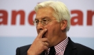 SPD-Kanzlerkandidat Frank-Walter Steinmeier am Sonntag (27.09.2009) in Berlin im Willy-Brandt-Haus nach den ersten Hochrechnungen zur Bundestagswahl.
 Foto: dpa