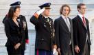 Prince Albert of Monaco (second from left) takes the salute during the Award Ceremony for badges of rank and medals for employees at the Prince?s Palace as part of Monaco?s National Day celebrations 19 November 2008. He is accompanied by Charlotte Casiraghi, left) Andrea Casiraghi (second right) and Pierre Casiraghi (extreme right), children of his sister Princess Caroline from her marrige to her second husband. EPA/PASCAL LE SECRETAIN +++(c) dpa - Bildfunk+++ Foto: dpa