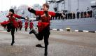 Georgische Kinder führen einen Tanz am Hafen der Stadt Batumi vor. Foto: ap