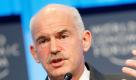 Greek Prime Minister George A. Papandreou speaks during the 40th Annual Meeting of the World Economic Forum (WEF) in Davos, Switzerland, 28 January 2010. The overarching theme of the WEF annual meeting which will take place from 27 to 31 January, is 'Improve the State of the World: Rethink, Redesign, Rebuild'. EPA/ALESSANDRO DELLA BELLA +++(c) dpa - Bildfunk+++d Foto: dpa