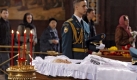 Zwei Tage nach dem Tod von Boris Jelzin am 23. April 2007, dem ersten demokratisch gewhlten Prsidenten Russlands, fand die Trauerfeier statt. Bis dahin hatten 25.000 Menschden die Gelegenheit genutzt, um am offenen Sarg von Jelzin Abschied zu nehmen. Unter den prominenten Trauergsten waren Wladimir Putin, George Bush Sen., Michail Gorbatschow sowie Bill Clinton und Horst Khler.  Foto: dpa