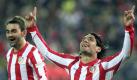 Atleticos Stürmer Falcao (r) entscheidet das Spiel gegen Bilbao. Foto: Paco Campos Foto: dpa