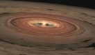 Zeichnung der Staubscheibe, die den Stern 51 Ophiuchi umkreist. Amerikanische Astronomen haben um 410 Lichtjahre von der Erde entfernt eine gewaltige Staubscheibe entdeckt, die einen extrem hellen Stern umkreist. 
 Foto: ddp