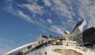 Die neue Olympiaschanze am 01.01.2008 in Garmisch-Partenkirchen (Oberbayern) whrend der 56. Vierschanzentournee. Der Bund der Steuerzahler prangert am Donnerstag (09.10.2008) in seinem Schwarzbuch 2008 bayerische Flle von ffentlicher Verschwendung, darunter die Kostensteigerung beim Neubau der Schanze von geplanten zehn Millionen auf 14,5 Millionen Euro an. Foto: Peter Kneffel dpa/lby +++(c) dpa - Bildfunk+++ Foto: dpa