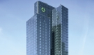 Am ehemaligen Stammsitz der Dresdner Bank, dem Jürgen Ponto-Hochhaus in Frankfurt, ist dieser Schritt bereits vollzogen: Vor zwei Wochen wurde das grüne Label der Dresdner Bank abgehangen. Die meisten Büros im Inneren werden mittlerweile an die Deutsche Bahn vermietet. Foto: Stefan Krutsch für Dresdner Bank