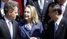 Zu zweitägigen Gesprächen kamen US-Außenministerin Clinton und Finanzminister Geithner mit Chinas Vizepremier Wang Qishan zusammen. Foto: Jason Lee Foto: dpa