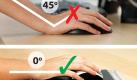 Um Handgelenke zu schonen, sollte die Tastatur möglichst flach auf dem Tisch stehen. Die Unterarme sollten parallel zum Tisch liegen. Gleiches gilt für die Arbeit mit der Maus. Beide Geräte sind möglichst nah am Körper zu positionieren. Foto: Fellowes