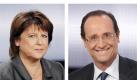 Kandidaten für die Stichwahl zur Präsidentschaftskandidatur der Sozialisten: Parteichefin Martine Aubry und ihr Vorgänger François Hollande. Foto: Patrick Kovarikov  Foto: dpa