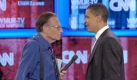 Beliebter Talkshowgast:In diesem Fall darf Larry King vom amerikanischen Sender CNN dem US-Prsidenten ein paar Fragen stellen. Foto: dpa