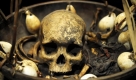 Vorhang auf zur Totenkopf-Schau: Die Mannheimer Reiss-Engelhorn-Museen zeigen seit Sonntag mehr als 300 Schädel wie Schrumpfköpfe aus Südamerika, Ahnenschädel aus Kolumbien oder Schädelschalen aus dem pfälzischen Herxheim. Foto: dapd