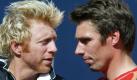 Trotz der 1992 in Barcelona gemeinsam im Doppel gewonnenen olympischen Goldmedaille gehen sich die beiden deutschen Tennisstars Boris Becker (rechts) und Michael Stich bis heute aus dem Weg. Vom Typ her waren sie grundverschieden und doch auf ihre Weise erfolgreich. Wahrgenommen wurde aber meist Becker, der leidenschaftliche Kämpfer. Stich, den Bunte einmal als Kühlschrank aus Elmshorn bezeichnete, war in der Öffentlichkeit immer der ewige Zweite, obwohl er das einzige deutsche-deutsche Wimbledon-Finale 1991 gegen Becker gewann. Foto: ddp