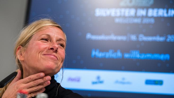 Andrea Kiewel bei einer Pressekonferenz
