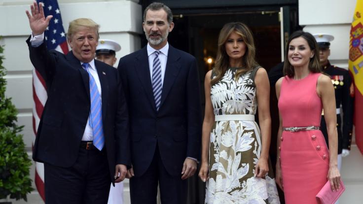 Spaniens König Felipe VI. ist mit seiner Ehefrau Königin Letizia zu einem Besuch bei Melania und Donald Trump im Weißen Haus in Washington eingetroffen.