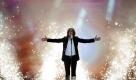 Der Sänger Amaury Vassili aus Frankreich probt in Düsseldorf in der Arena für den Eurovision Song Contest 2011 (ESC) sein Lied Sognu. Teilnehmer aus 43 Ländern treten beim größten gegeneinander an. Foto: dapd