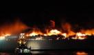Die Ostsee-Fähre Lisco Gloria brennt in der Nacht zum Samstag lichterloh in dänischen Gewässern. Foto: dpa