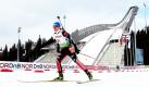 Magdalena Neuner trotzte ihrer Erkältung und gewann den Sprint beim Weltcupfinale in Oslo. Im Ziel lag die Weltmeisterin 30 Sekunden vor der Norwegerin Tora Berger und der Weißrussin Darjy Domratschewa. Foto: dapd
