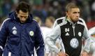 Bedröppelt gingen hingegen die Wolfsburger Hasan Salihamidzic (links) und Ashkan Dejagah vom Platz. Beim Ex-Meister läuft es weiter nicht rund. Fünf Siege, ein Remis und acht Niederlagen lautet bisher die Saisonbilanz für die Mannschaft von Felix Magath. Foto: dapd