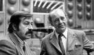 Heinrich Böll (r) und Günter Grass (l) im Großen Sendesaal des Hessischen Rundfunks in Frankfurt (Archivfoto vom 01.02.1973).  Foto: dpa