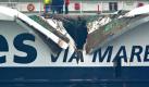 Wie ein gigantischer Dosenöffner hat das Fährschiff «Nils Holgersson» das Fährschiff «Urd» aufgerissen. Menschen wurden bei dem Unfall in Lübeck-Travemünde nicht verletzt. Foto: Markus Scholz Foto: dpa