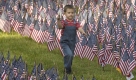 Ein Meer aus Fahnen und mittendrin Christian Bernash. Der Vierjährige ist einer der Akteure bei den Gedenkfeiern in New York zu den Anschlägen vom 11. September 2001. Foto: ap