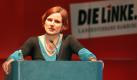 Die stellvertretende Vorsitzende der Linken, Katja Kipping, spricht am Samstag (05.01.2008) in Hamburg auf dem Landesparteitag der Linken. Mit dem Landesparteitag eröffnen die Hamburger Linken am Samstag die heiße Wahlkampfphase für die Bürgerschaftswahl am 24. Februar. Im Mittelpunkt des Parteitages steht die Diskussion über einen Leitantrag des Landesvorstands unter dem Motto 'Für einen Politikwechsel in Hamburg' Foto: dapd