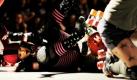 Teammitglieder der Stuttgart Valley Rollergirlz e.V. (schwarze T-Shirts) laufen am Samstag (31.01.09) in Bad Cannstatt beim sogenannten 'Bout' gegen die Birmingham Blitz Derby Dames auf der Rollschuh-Bahn. Mit ihren Rollschuhen streifen sie ihre zweite Persoenlichkeit ueber. Sie nennen sich Dirty Haerry, Polly Purgatory oder Titty-Twista und sausen in schrillen Outfits zu lauter Musik durch Turnhallen: die rund 35 Maedchen der ersten deutschen 'Rollerderby'-Mannschaft in Stuttgart. Foto: ddp