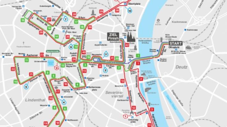 Die Strecke des diesjährigen Köln-Marathon.