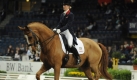 Laura Bechtolsheimer auf Mistral Hojris - sie gewann den Dressurwettbewerb bei den German Masters in Stuttgart in der Hanns-Martin-Schleyer-Halle. Foto: ap