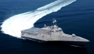 Das Bild zeigt das neue Littoral Combat Ship der US Navy in der zweiten Generation bei Testfahren. Das Boot schafft es, länger als vier Stunden mit 44 Knoten zu fahren. Foto: ap
