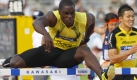 Dwight Thomas aus Jamaika nimmt die letzte Hürde auf dem Weg zum Gewinn des 110-Meter-Hürdenlauf bei der Super Track in Kawasaki, Japan. Thomas gewann das Rennen mit einer Zeit von 13,37 Sekunden. Foto: ap