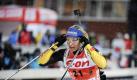 Magdalena Neuner holt sich im Sprint über 7,5 Kilometer den Sieg. Foto: Anders Wiklund Foto: dpa