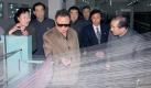Auf den offiziellen Bildern von Nord Koreas Diktator Kim Jong Ill (so wie diesem hier), wird immer wieder gezeigt, wie er Dinge anschaut (so wie hier in einer Textilfabrik in Pjöngjang). Der Blog kimjongillookingatthings beschäftigt sich genau mit diesem Phänomen. Foto: dapd