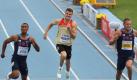 Ashton Eaton, Rico Freimuth und Trey Hardee (v.l.) beim 100-Meter-Lauf.  Foto: dpa
