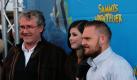 Der belgische Regisseur Ben Stassen mit Lena Meyer-Landrut und Axel Stein. Matthias Schweighöfer, der im Film Hauptfigur Sammy spricht, konnte wegen Dreharbeiten nicht zur Premiere kommen. Foto: news.de