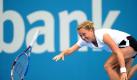 epa02523915 Barbora Zahlavova Strycova of the Czech Republic loses her racket as she tries to return serve during her WTA second round match against Kim Clijsters of Belgium at the Sydney International tennis tournament in Sydney, Australia, 11 January 2011. Clijsters won 6-1 and 6-4. EPA/DEAN LEWINS AUSTRALIA AND NEW ZEALAND OUT +++(c) dpa - Bildfunk+++ Foto: dpa