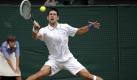 König von Wimbledon: Mit einem langen Schritt kommt Novak Djokovic hier noch an den Ball seines Gegners. Foto: dpa