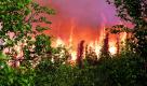 Die Flammen sind höher als die Bäume  In den Wäldern um die Stadt Manley im US-amerikanischen Bundesstaat Alaska brennt es lichterloh. Leichter Regen hat die Arbeit der Feuerwehrmänner erleichtert. Foto: ap