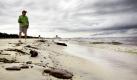 Ölklumpen liegen am Strand von Ocean Springs im US-Bundesstaat Mississippi. Neben Louisiana und Florida bedroht die Ölpest im Golf von Mexiko nun auch die Flora und Fauna an der Küste Mississippis.
 Foto: ap