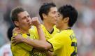 Lutscht noch am Daumen: Zwar hatte der BVB nach dem Treffer von Lukas Piszczek (links) die besseren Chancen, ... Foto: dapd