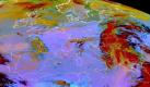 Bilder des Satelliten Meteosat zeigen die Ausbreitung der Aschewolke über Europa (die gelb-roten Bereiche) nach dem Ausbruch des isländischen Vulkans Eyjafjallajökull. Der Vulkan ist weiter aktiv, hat aber an Kraft eingebüßt, sagte eine Behördensprecherin in Reykjavik. Foto: dpa