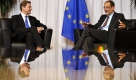 Bundesaussenminister Guido Westerwelle, links, trifft am Donnerstag, 29. Oktober 2009 vor Beginn des Europaeischen Rates in Bruessel mit dem EU-Aussenbeauftragten Javier Solana, rechts, zu Gespraechen in Bruessel zusammen. (AP Photo/Bundesregierung/Steffen Kugler,pool) --- German Foreign minister Guido Westerwelle, left, during a meeting with EU foreign policy chief Javier Solana, right, in Brussels on Thursday, Oct. 29, 2009. (AP Photo/Bundesregierung/Steffen Kugler,pool) Foto: ap