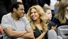 Rapper and a New Jersey Nets' minority owner Jay-Z, left, and Beyonce Knowles sit courtside during an NBA basketball game between the Nets and the Phoenix Suns, Monday, Feb. 28, 2011, in Newark, N.J. The Suns won 104-103 in overtime. (AP Photo/Julio Cortez)
 Foto: dapd
