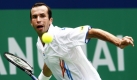 Der Tscheche Stepanek spielt den Ball zurück an den Russen Davydenko im Viertelfinale des ATP Masters in Shanghai. Foto: dpa