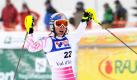 Die US-Amerikanerin Lindsey Vonn nach ihrem Sieg beim Weltcup der Frauen in Val D'Isere, Frankreich. Foto: ap