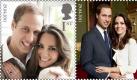 This is a undated handout image released by Britain's Royal Mail  of  stamps of Prince William and Kate Middleton. Britain's Royal Mail is celebrating Prince William and Kate Middleton's wedding with a new set of stamps that feature their official engagement portraits. Two pictures of the couple taken by fashion and celebrity photographer Mario Testino will be printed on the set of commemorative stamps. (AP Photo/Royal Mail)  EDITORIAL USE ONLY NO ARCHIVE NO SALES  THIS IMAGE CAN ONLY BE USED IN CONNECTION WITH STORIES ABOUT THE ROYAL WEDDING STAMPS Foto: ap