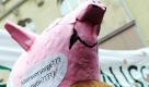 Eine Mitarbeiterin des öffentlichen Dienstes nimmt in Hamburg an einem Streik teil. Neben Verdi haben auch die Gewerkschaften Erziehung und Wissenschaften (GEW) und die Gewerkschaft der Polizei (GdP) zum Warnstreik aufgerufen. Gefordert wird eine Erhöhung der Gehälter um drei Prozent plus 50 Euro pro Monat. Die Verhandlungen für die rund 600.000 Angestellten der Länder waren bisher ohne Ergebnis geblieben.  Foto: dpa